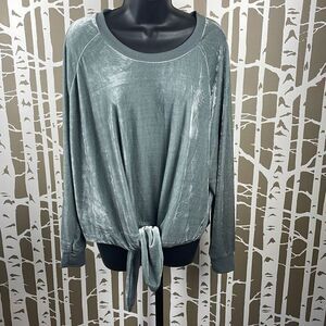 RDI Sage Green Velvet Tie Front Sweatshirt size M